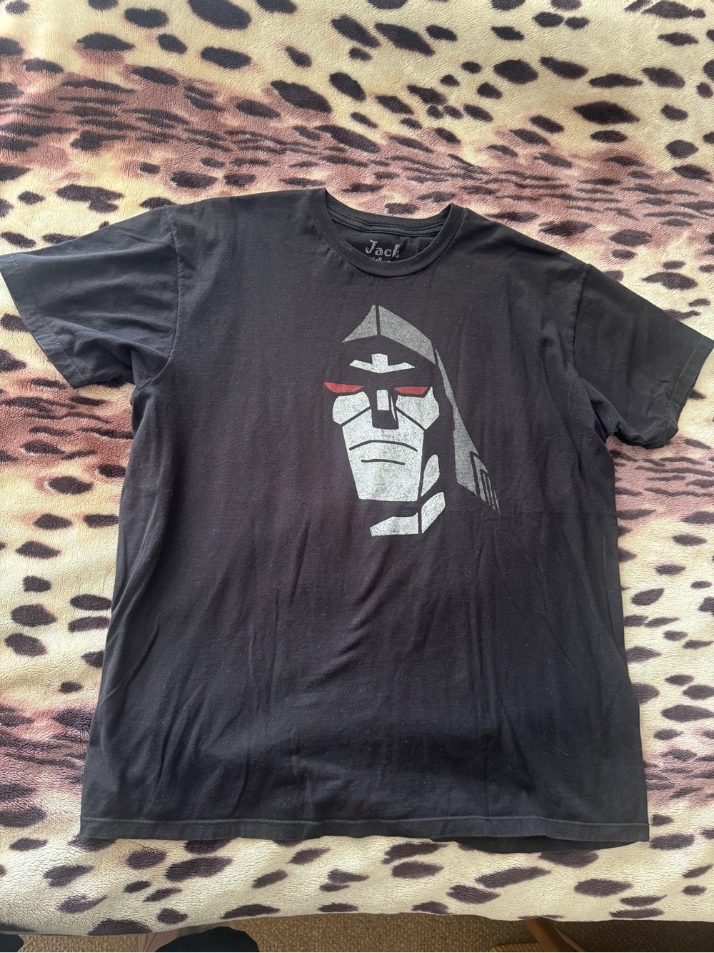 Jack by BB Dakota Black Tee with Silver Megatron Graphic and Red Accents